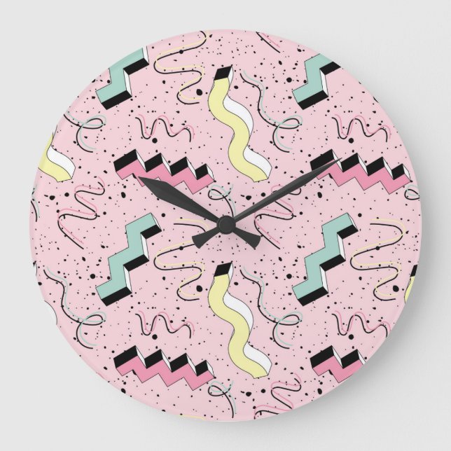 Helles abstraktes Retro-Muster, nahtlos. Große Wanduhr (Vorderseite)