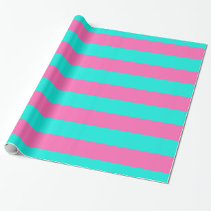 Helles Aqua, Hot Pink #2 XL Preppy Strip 1X Geschenkpapier