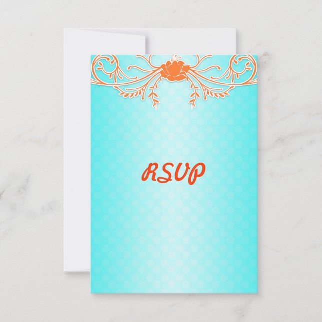 Helles Aqua und Mandarine Orange Wedding RSVP (Vorderseite)