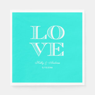 Helles Aqua, weiße LIEBE Napkins Serviette