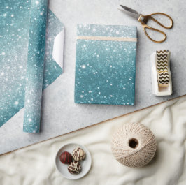 Helles Aquablau Glanz Weiß Glitter Muster Geschenkpapier