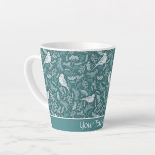 Helles Aquamarines Green Winter White Bird Blumenm Milchtasse