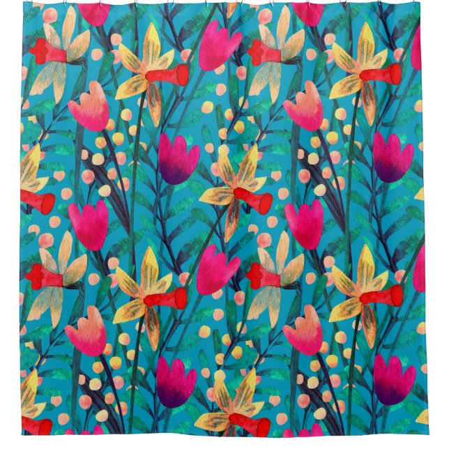 Helles Aquarellmuster nahtlos mit schönem Muster  Duschvorhang (Vorderseite)