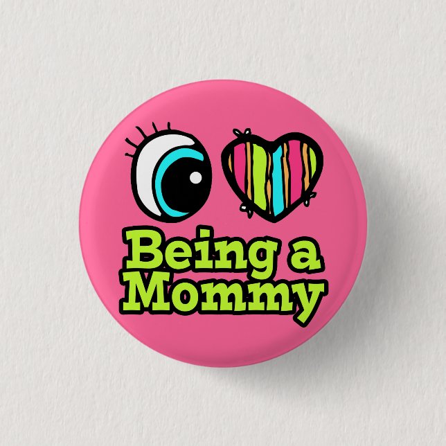 Helles Auge Herz I Liebe als Mami Button (Vorderseite)