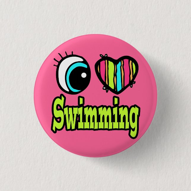 Helles Auge Herz I Liebe Schwimmen Button (Vorderseite)