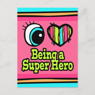 Helles Auge Herz Ich liebe Superhelden Postkarte