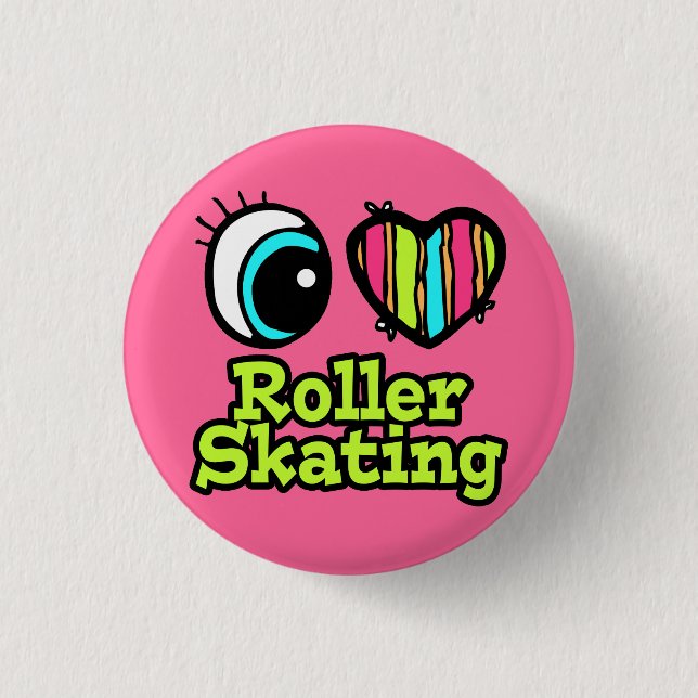 Helles Augenherz I Liebe Roller Skaten Button (Vorderseite)