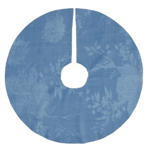 Helles Blau auf blauem Blumenmuster Polyester Weihnachtsbaumdecke