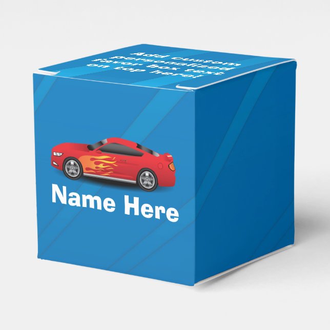 Helles Blau mit Red Sports Car Flammen Kinder Jung Geschenkschachtel (Vorderseite)