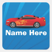 Helles Blau mit Red Sports Car Flammen Kinder Jung