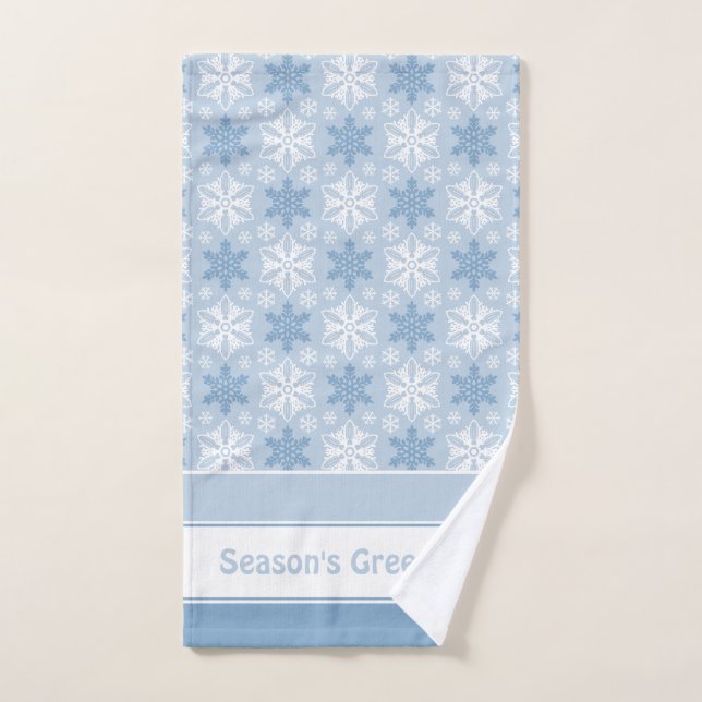Helles Blau- und Winterweißes Schneeflockenmuster Badhandtuch Set (Handtuch)