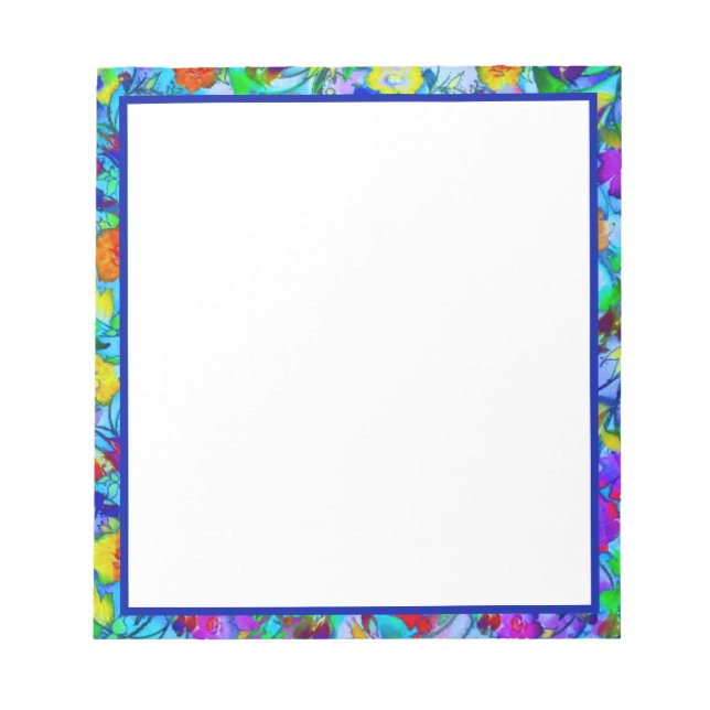 Helles Blaublumenmuster Notizblock (Vorderseite)