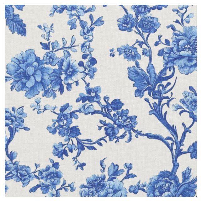 Helles Blaues Blumen-Toile-Muster Stoff (Nahaufnahme)