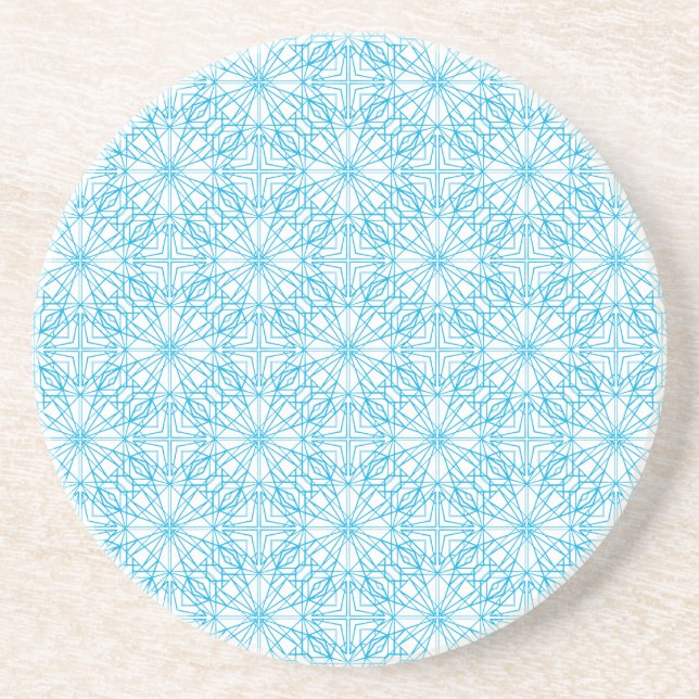 Helles, blaues, geometrisches Symmetriemuster Getränkeuntersetzer (Vorne)