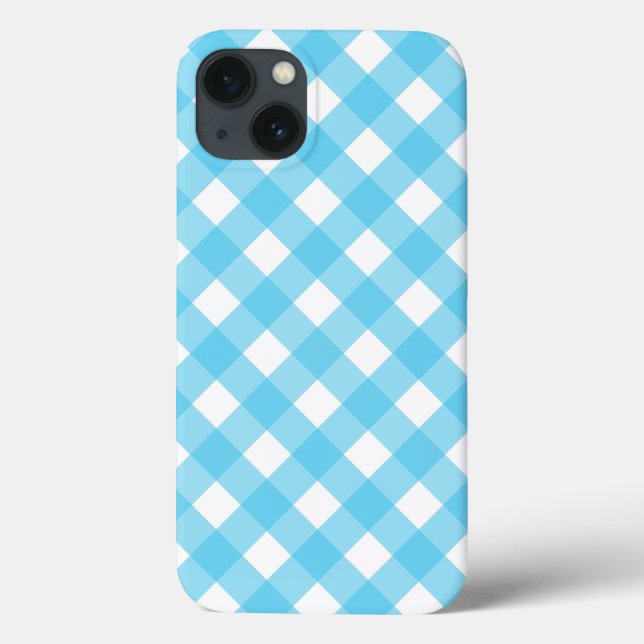 Helles, blaues Gingham Case-Mate iPhone Gehäuse Hülle (Rückseite)