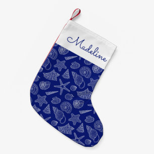 Helles blaues Muschel-Muster addieren Ihren Kleiner Weihnachtsstrumpf