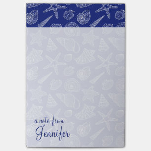 Helles blaues Muschel-Muster   addieren Ihren Post-it Klebezettel