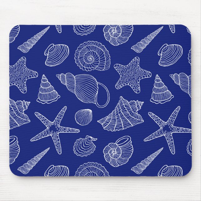 Helles blaues Muschel-Muster Mousepad (Vorne)