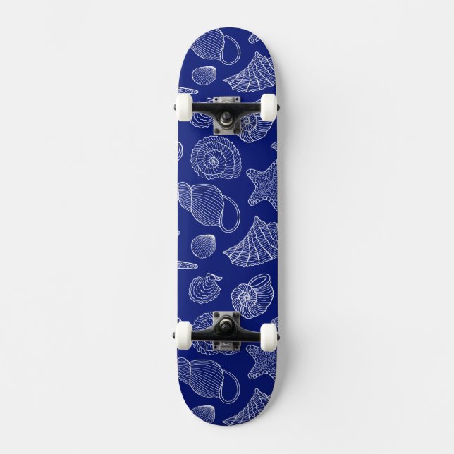 Helles blaues Muschel-Muster Skateboard (Vorderseite)