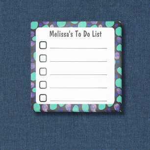Helles, blaues Muster, das in eine Liste eingefügt Post-it Klebezettel