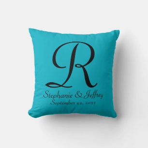Helles blaues Personalisiertes Monogramm-Quadrat Kissen