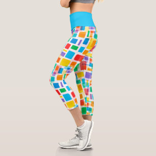 Helles blaugrünes Orange Lila Art Muster Capri Leggings