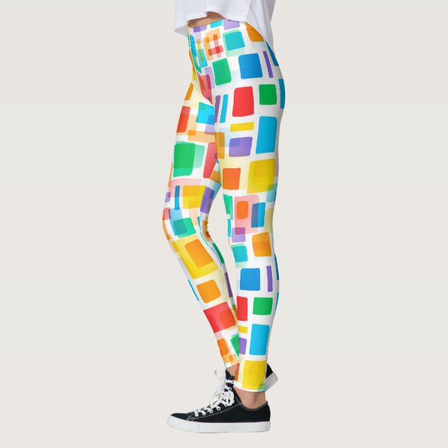 Helles blaugrünes Orange Lila Art Muster Leggings (Links)