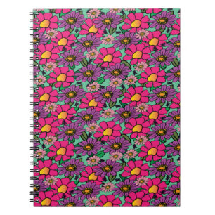 Helles, blumengeschmücktes Notebook Notizblock