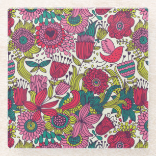 Helles Blumenmuster Glasuntersetzer