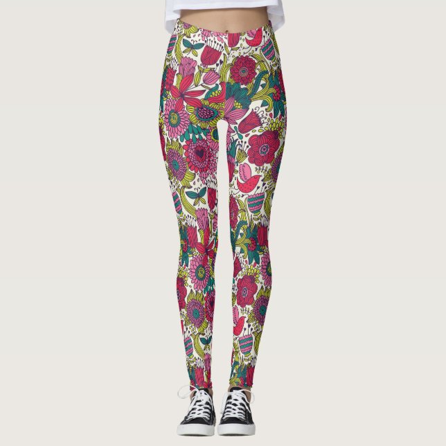 Helles Blumenmuster Leggings (Vorderseite)