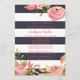 Helles Blumenrosa-u. Marine-Baby, Braut oder Einladung