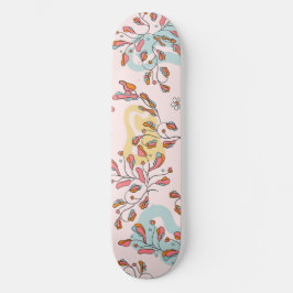 Helles, blumenverborgenes Katzenmuster, rosa Basis Skateboard