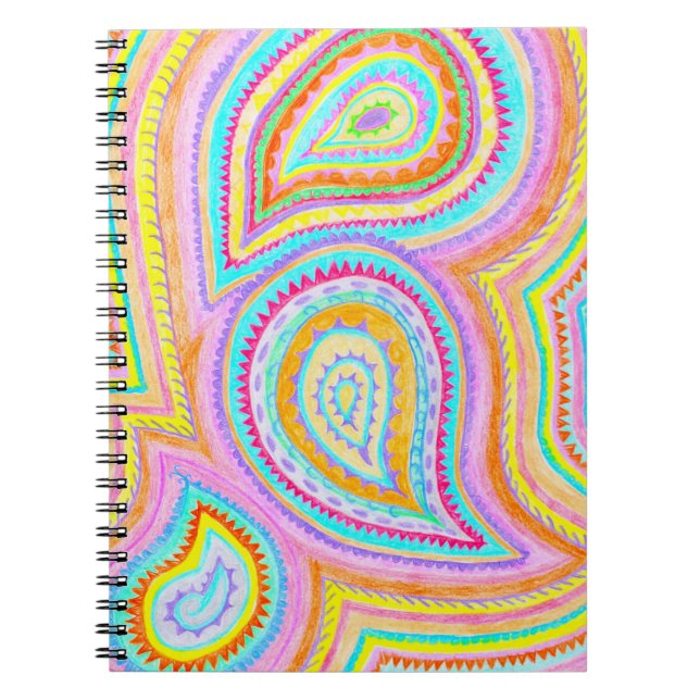 Helles Bohemisches Retro Muster Paisleys Notizblock (Vorderseite)