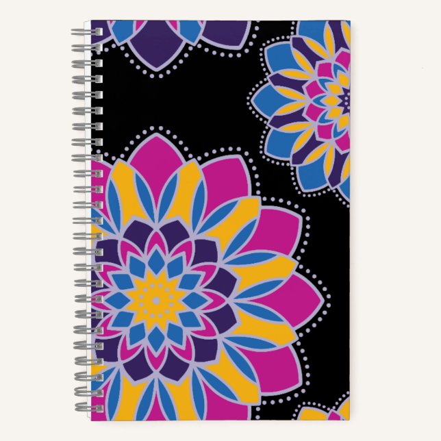 Helles Boho-Mandala-Spiralnotizbuch Notizbuch (Vorderseite)