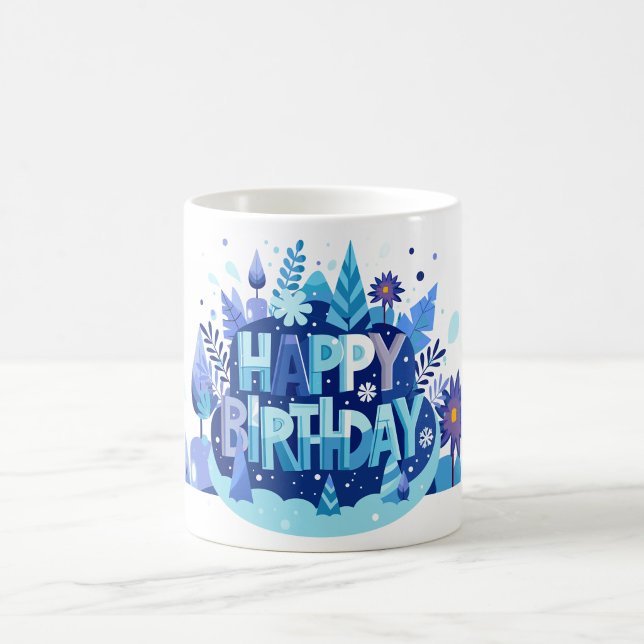 Helles Botanisches Geburtstagsgeschenk Kaffeetasse (Vibrant Floral "Happy Birthday" Mug)