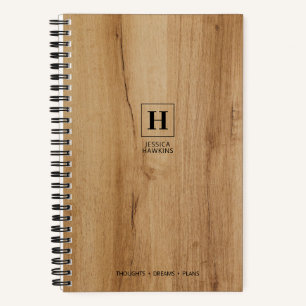 Helles Braunholzfurnier Klassisches Monogramm Notizbuch