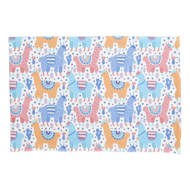 Helles buntes Alpaka-Muster Kissenbezug (Vorderseite-Links)