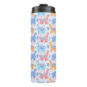 Helles buntes Alpaka-Muster Thermosbecher