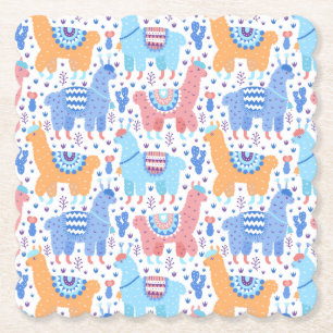 Helles buntes Alpaka-Muster Untersetzer