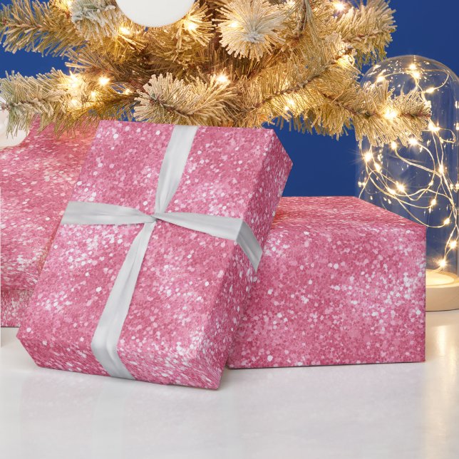Helles Candy Feines Rosa Glitter Muster Geschenkpapier (Feiertage)