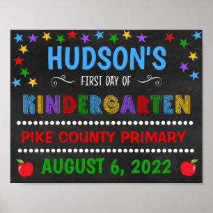 Helles Chalkboard Erster Tag Kindergartensignatur Poster