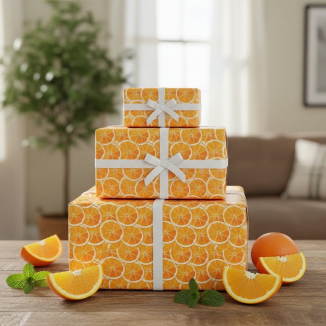 Helles Citrus Orange Slices Wrapping Paper Geschenkpapier (Von Creator hochgeladen)