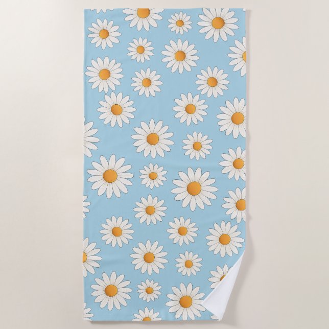 Helles Daisy Muster - Blumensommeraccessoire - Strandtuch (Vorderseite)
