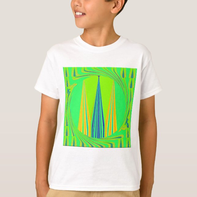 Helles Design Edgy Geometrie Neon Muster T-Shirt (Vorderseite)
