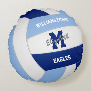 Helles, dunkelblaues Team - Kinder Volleyball Rundes Kissen