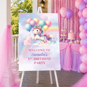 Helles Einhorn Rosa Lila Mädchen Geburtstags Willk Poster