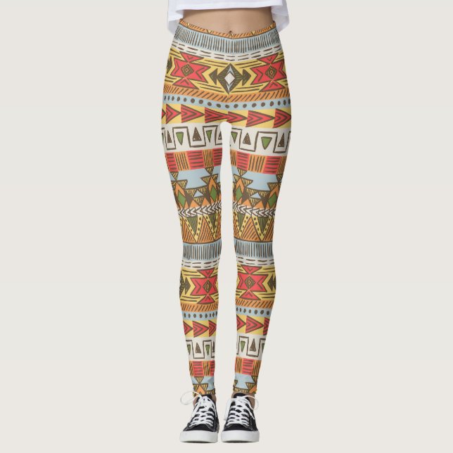 Helles ethnisches nahtloses Muster, farbenfroh. Leggings (Vorderseite)