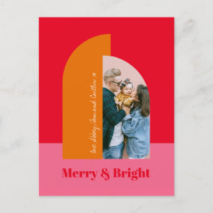 Helles, farbenfrohe Rosa Frohe Weihnachtsfamilie F Feiertagspostkarte