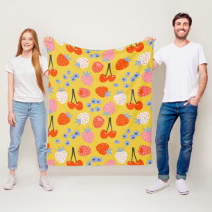 Helles, farbenfrohes Berry Frucht Muster Fleecedecke