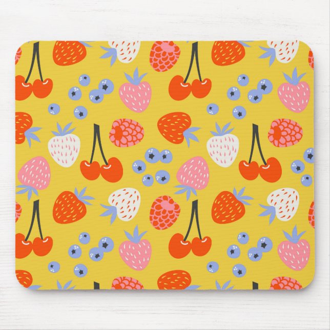 Helles, farbenfrohes Berry Frucht Muster Mousepad (Vorne)
